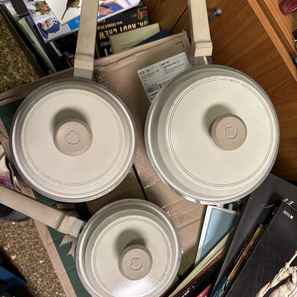 Vintage Club Supra Aluminum Almond Pan Dutch Oven Stock Pots Non-Stick With Lid